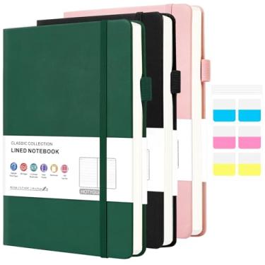 Imagem de HOTYGUAL Lined Journal Notebook, 3 Pack A5 College Ruled Notebooks for Work, Hardcover Notebook Each with 2 Pockets & Pen, Leather Journal for Women, Men, 160 Pages, 100GSM Thick Paper