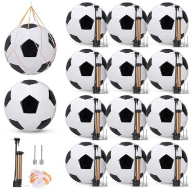 Imagem de Ddeetodu Presentes de operação de Natal, pacote com 12 bolas de futebol a granel, inclui bolas de futebol esvaziadas tamanho 5 com bombas com agulhas e bolsas esportivas de malha para presentes de
