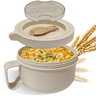 Imagem de Souper Duper Conjunto de tigelas de ramen com utensílio • Aqueça e coma macarrão na mesma tigela de sopa • Recipientes de preparação de refeições com tampas • Recipientes para alimentos • Pode ir ao