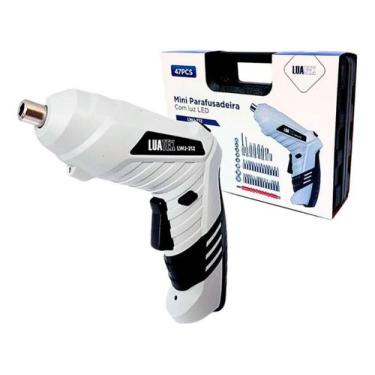 Imagem de Kit Parafusadeira Elétrica Sem Fio Luatek 47 Chaves Fenda Philips Cor 