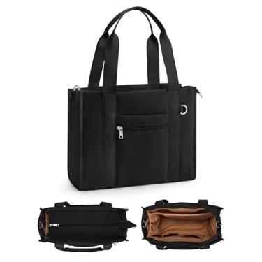 Imagem de Fancy Forest Sacola acolchoada estruturada para mulheres, bolsa transversal leve e anti-ponta, RFID e manga de bagagem, bolsa de viagem para trabalho, Preto, Medium