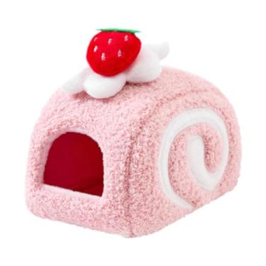 Imagem de WeiLaiKeQi Cama para Hamster, para Hamster Dormir no Inverno, Esconderijo Fofo e Confortável, Caverna para Porquinho-da-Índia, Cama para Chinchila, Rosa