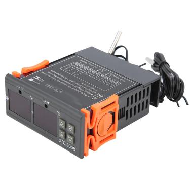 Imagem de Controlador de Sensor de Temperatura, Sonda Dupla Display Duplo Stc 3008 Com Revestimento de Plástico para Estufa de Geladeira Agrícola (110-220V)