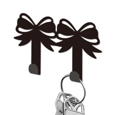 Imagem de DELORIGIN Suporte de chave de arco para parede, ganchos pretos de ferro para chaves montados na parede, cabide com 3 ganchos, porta-chaves de casa pequeno para bolsa de casa, coleira de armazenamento