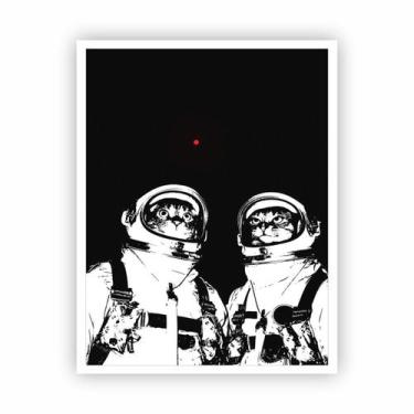 Imagem de Quadro Tumblr Gato Astronautas Ponto Vermelho - Com Moldura - Plimshop