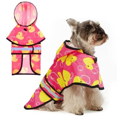 Imagem de KOOLTAIL Capa de chuva para cães, poncho com capuz e orifício para trela, capa de chuva para cães pequenos e médios, impermeável com forro de lã de pelúcia, jaqueta de chuva para animais de estimação
