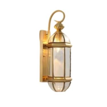 Imagem de Luminária de parede externa, toda em cobre à prova d'água, estilo americano, para entrada, corredor de pátio de casa, jardim (tipo E, luz transparente)