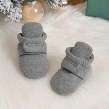 Imagem de Botas de algodão quentes para bebês meninas e meninos botas de cano curto macias antiderrapantes primeiros caminhantes, Cinza marinho, 12-18 Months Toddler
