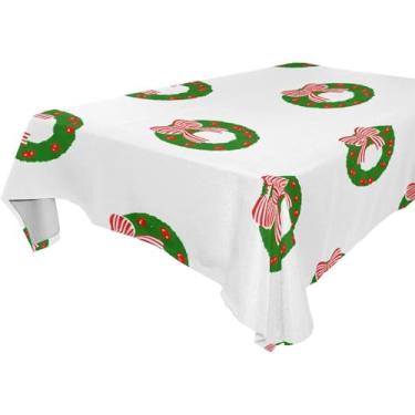 Imagem de Blueangle Toalha de mesa de guirlanda de Natal – Toalha de mesa quadrada de poliéster impermeável e resistente a manchas para ambientes internos e externos, 137 x 137 cm (501)