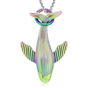 Imagem de Colar de urna de cremação de baleia para mulheres e homens, colar com pingente de cinzas de peixe do oceano e presente, one size, Aço inoxidável, Zircônia cúbica