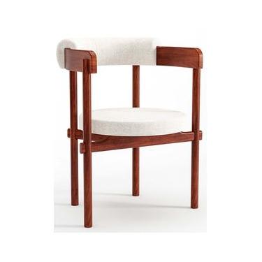 Imagem de Cadeira De Madeira Cavalet Com Assento e Encosto Estofado 62 x 79 x 57 cm (L x A x P) - Cor Castanho Tecido Boucle 137A