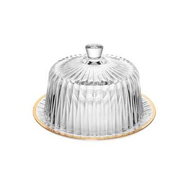 Imagem de Queijeira de Cristal Fio de Ouro Radial 20cm x 12,5cm - Lyor