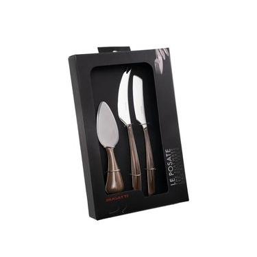 Imagem de Kit 3 Peças Queijo Faca Espátula Petisco Tabaco Luxo Bugatti