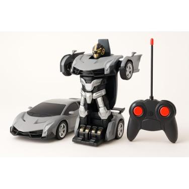 Imagem de Carro Robô Transformável de Controle Remoto, 3 Funções com Som, Escala 1:18, Plástico, Cores Vermelho/Laranja/Cinza/Amarelo, Transformação Automática, para Crianças 3+ (cinza)