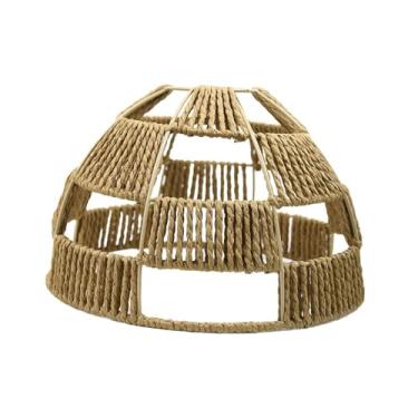 Imagem de Generic Abajur de corda de papel trançada à mão, cúpula decorativa para luminária pendente, ideal para sala de estar e estilo rústico.