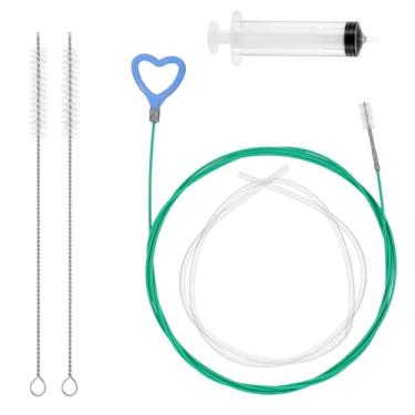 Imagem de Ferramenta de limpeza de drenagem de teto solar de 5 peças com limpador de tubo longo flexível de 299 cm Seringa de mangueira, escova de limpeza de tubo de design de alça de coração para carro teto