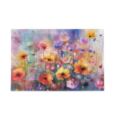 Imagem de WELLDAY Quebra-cabeça colorido flores abstratas 1000 peças grande jogo de arte para adultos adolescentes