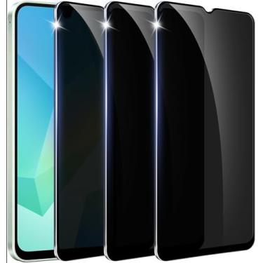 Imagem de Amleute 【Pacote com 3】 Protetor de tela de privacidade projetado para Samsung Galaxy A16/A26 5G 【Suporte para desbloqueio de impressões digitais】 Vidro temperado 9H, filme anti-espião compatível com