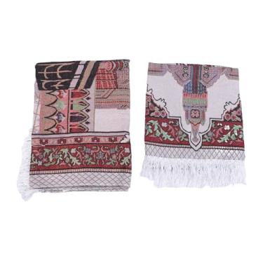 Imagem de GLOGLOW Tapete de Oração, Tapete de Oração Islâmica de Tecido de Algodão Macio e Aveludado Com Design Tradicional e Borlas, para Decoração de Casa e Prática Espiritual