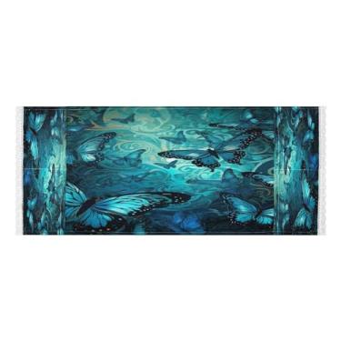 Imagem de Wassud Capas de lavadora e secadora de borboleta azul, protetor de lavadora com sacos de armazenamento, capa de geladeira à prova de poeira com bolsos para lavanderia doméstica, cozinha, 120 x 55 cm