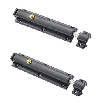 Imagem de Naisfei Trava de porta de 2 peças, trava de trava de 6 polegadas trava de mola automática trava de trava de aço inoxidável com trava deslizante trava de parafuso de montagem fácil trava de porta para