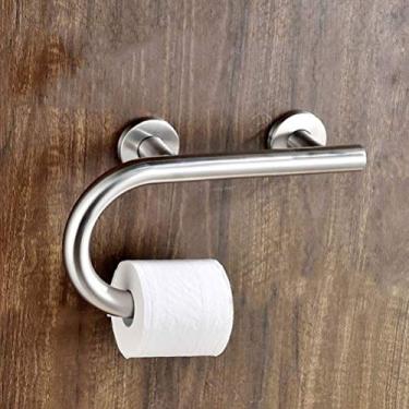 Imagem de uhyOHF Barra de apoio de segurança para banheiro, suporte de papel higiênico, barras de apoio para banheiro, barreira de segurança antiderrapante de aço inoxidável, banheiro e chuveiro, assistência