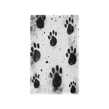 Imagem de Wassud Placa de cobertura de interruptor de luz com estampa de pata preta, capas de tomadas duplex, placa de parede decorativa, decoração de casa, sala de estar, quarto