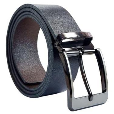 Imagem de Cinto WR Fashion Plus Size Couro Fivela Pino Dupla Face Preto Marrom 4 cm Masculino-Masculino