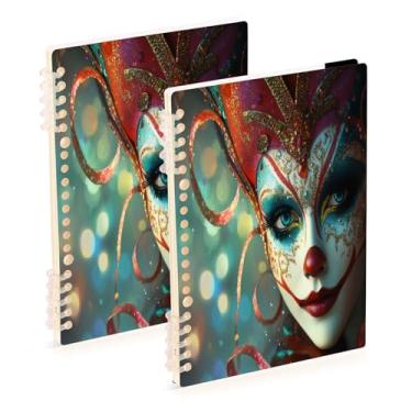 Imagem de Burbuja Cadernos de máscara de carnaval, papel pautado universitário A5 com 60 folhas, fichário para escritório, 2 unidades