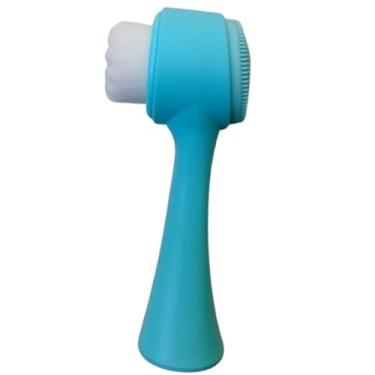 Imagem de Escova de Limpeza Facial 2 em 1, Massageador com Cerdas Macias em Silicone, Ferramenta de Cuidados com a Pele (Azul)