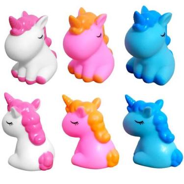 Imagem de Coleção 6 Unicórnios Branco Rosa e Azul Vinil Baby Goal Kids, Ponei Un