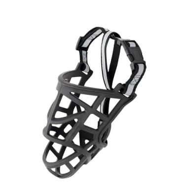 Imagem de Focinheira respirável para cães com faixa refletiva e alças ajustáveis, focinheira macia para cães pequenos, médios e grandes para evitar mordidas de latidos