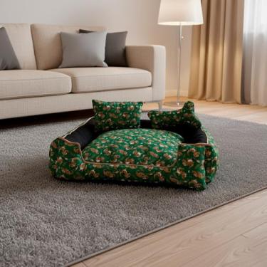 Imagem de Cama Pet Quadrada Gigante Ônix Impermeável – Máximo Conforto para Cães Grandes (Dino Verde)