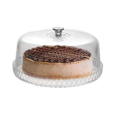 Imagem de Boleira Porta Bolos E Tortas Glamour Mesa Posta Transparente - Plasúti