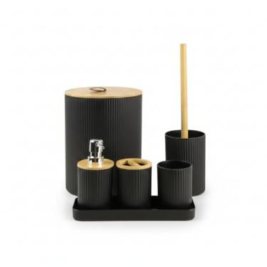 Imagem de Kit Banheiro 6 Peças Preto Fosco Nature Acessórios e Decoração