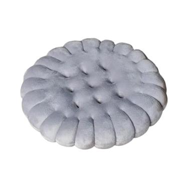 Imagem de Bothyi Almofada de Assento em Formato de Biscoito, Moderna, Fofa, Decorativa, Confortável, Almofada de Chão para Quarto, Redondo cinza