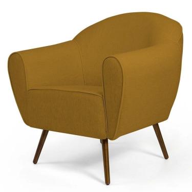 Imagem de Poltrona Decorativa Sala De Estar Pés Palito Madeira Nina C-279 Veludo Mostarda - Domi