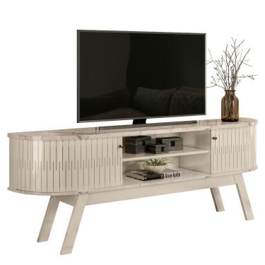 Imagem de Rack Bancada Para Tv 75 Pol 183cm Alícia M01 Calacata/off White - Mpozenato