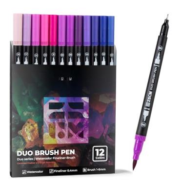 Imagem de ZSCM Canetas de ponta dupla, marcadores artísticos, canetas de pincel fino, marcadores de colorir para adultos, kit de artesanato (roxo)