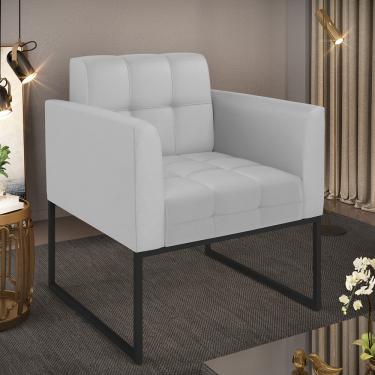 Imagem de Poltrona Sala Decorativa Elisa Base Industrial Preta Sintético Cinza D03 - D'Rossi