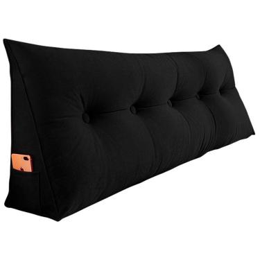 Imagem de Almofada Para Cabeceira Encosto Apoio Lombar Spot 195cm Com Porta Celular Suede - Abmaza Cor Preto
