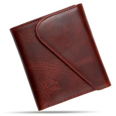 Imagem de Carteira masculina minimalista de couro Deerhandamde | Carteira masculina feita à mão com fecho magnético | Porta-cartões 9-12 carteira com bolso frontal | Carteira masculina dobrável | carteira RFID