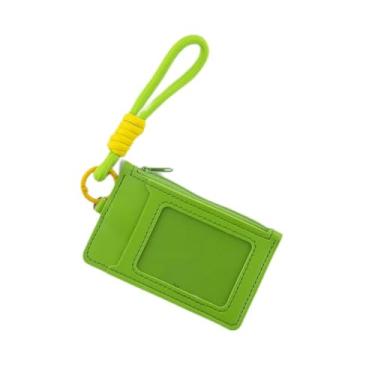 Imagem de Porta-cartões de dopamina, estojo portátil com alça de pulso para homens e mulheres, adequado para cartões de identificação e armazenamento de pequenos trocos, Verde, Clássico