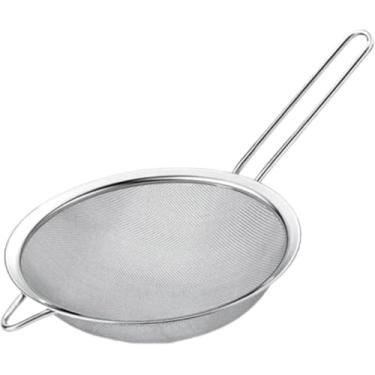Imagem de Peneira de Cozinha Inox, 10cm, Aço Inoxidável, Malha Fina para Coar Farinha e Ingredientes