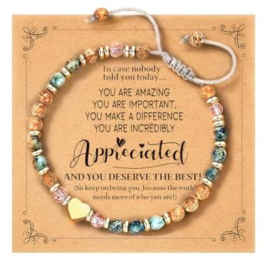 Imagem de LUNADORN Pulseiras de amizade inspiradoras para mulheres – Pulseira exclusiva de pedra natural para melhores amigas, melhores amigas, celebrações, aniversários, meias de casamento, filha, mãe, irmã e