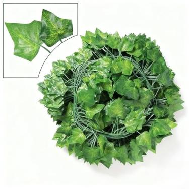 Imagem de Guirlanda de hera artificial (1 pacote, 210 cm) - Vinhas falsas para decoração de parede, plantas falsas, pano de fundo de casamento, decoração de quarto, vegetação de festa, videiras penduradas em