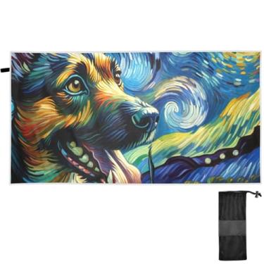 Imagem de TSENQUE Toalhas de piscina florais grandes com estampa de cachorro fofo noite estrelada resistente à areia toalhas de praia de secagem rápida essenciais de verão para mulheres 152 x 76 cm