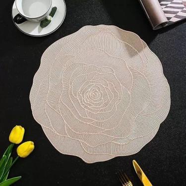 Imagem de Kit 4 ou 6 Jogo Americano Mesa Posta Antiderrapante Resistente ao Calor para Jantar (flor rosa,6 Pecas)