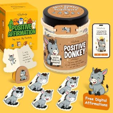Imagem de Stofinity Presentes de burro positivos para mulheres – 60 cartões inspiradores com citações para meninas adolescentes, presentes de afirmação diária para aniversário, pote motivacional para decoração