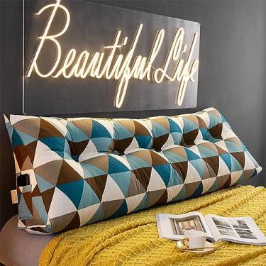 Imagem de BAGASI Almofada grande de leitura, almofada de cabeceira de veludo, encosto triangular, descanso de cama, cama, beliche, dormitório, suporte para as costas com capa removível, F, 180 x 50 x 20 cm